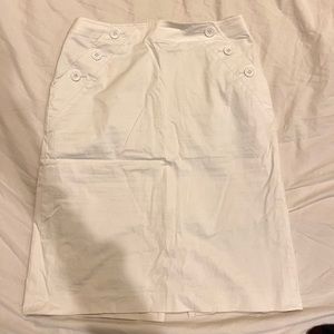 Talbots White Button Midi Skirt